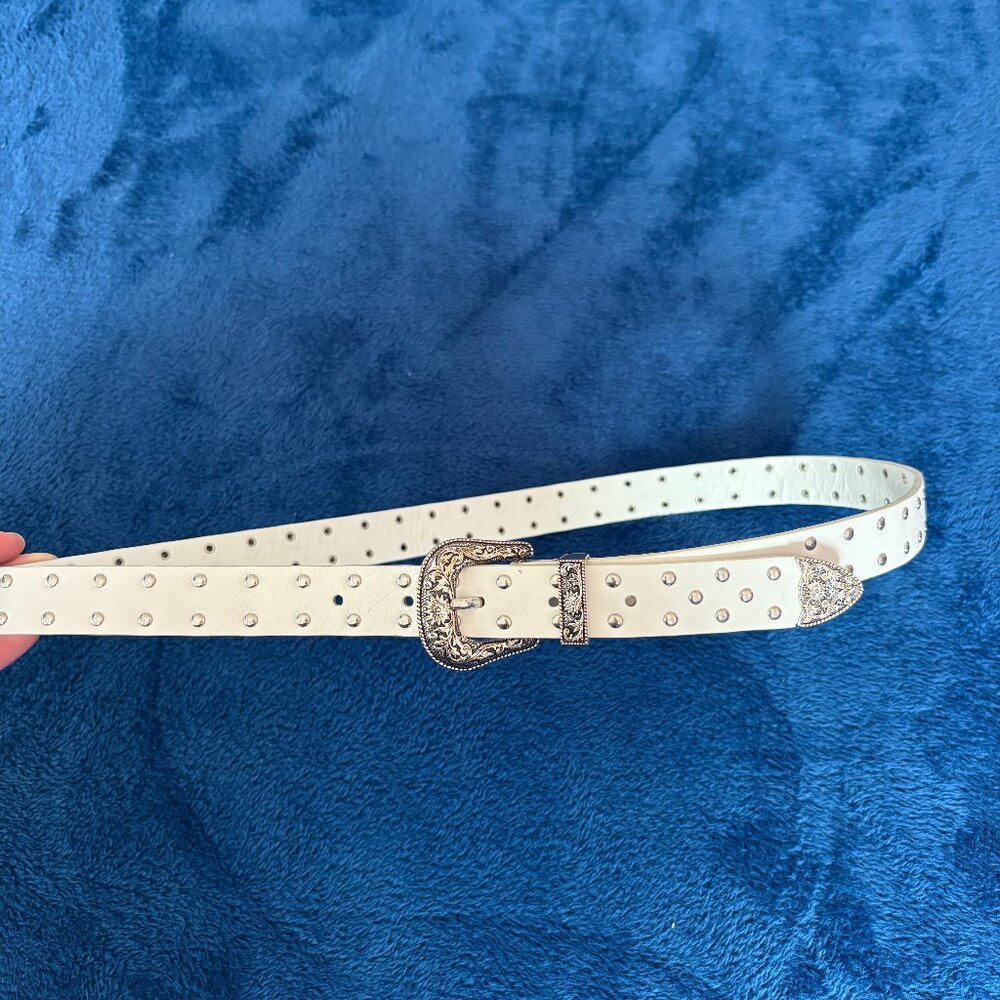 White Western Studded Belt | Cowgirl Statement Belt | One Size